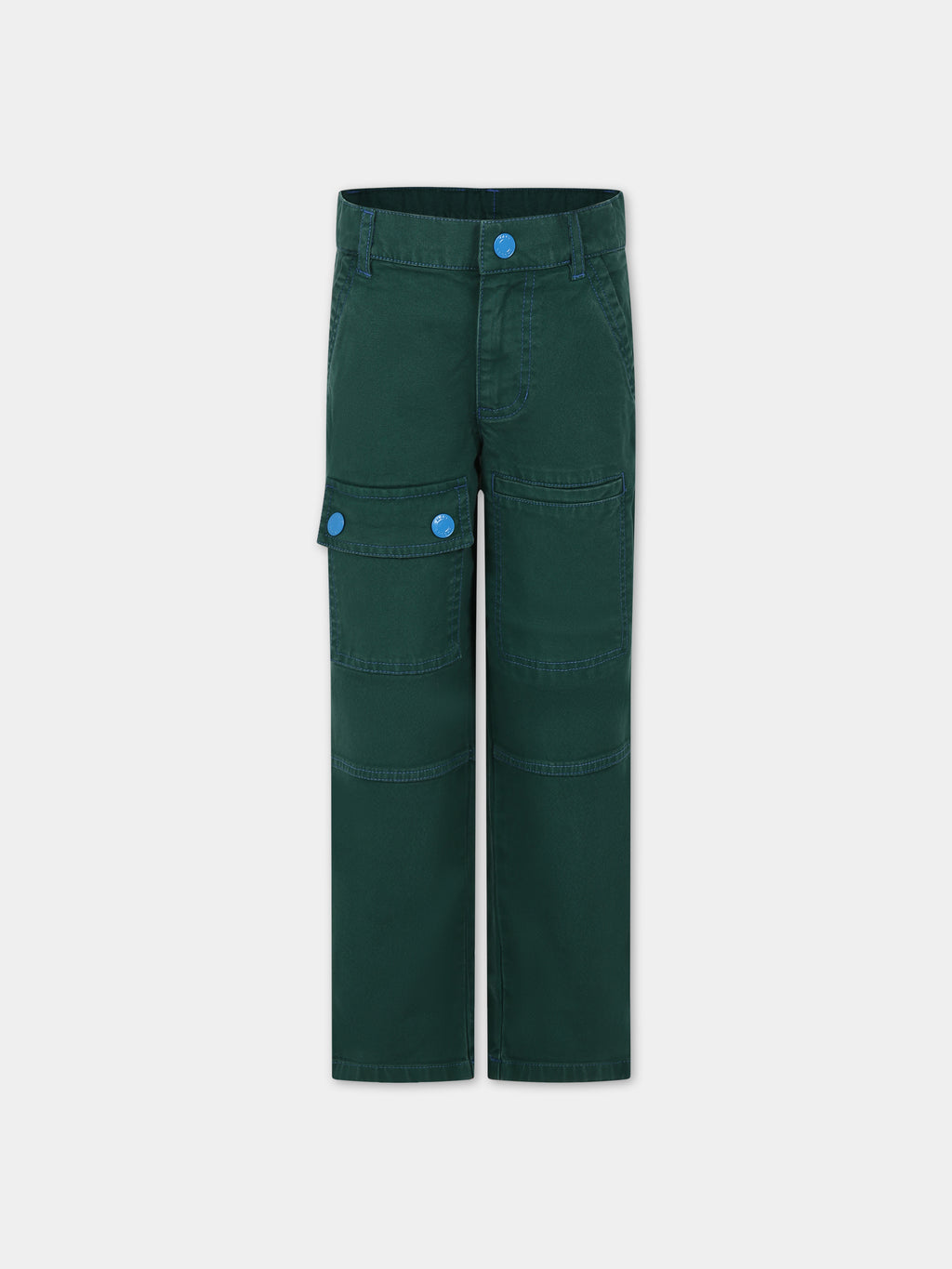 Green trousers for boy with logo